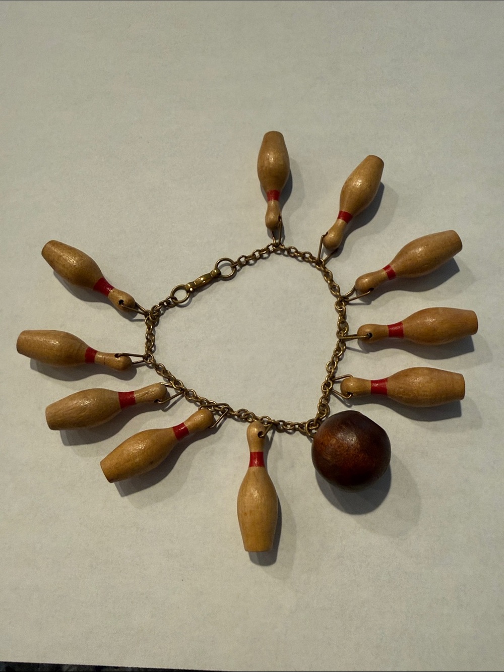 1940’s Vintage Bowling Pins & Ball Novelty Charm Bracelet
